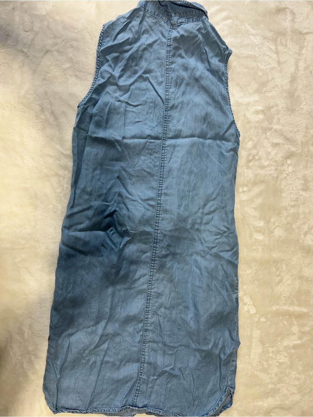 Dex Light Blue Sleeveless Chambray Button-Front Tie Dress - Picture 4 of 4